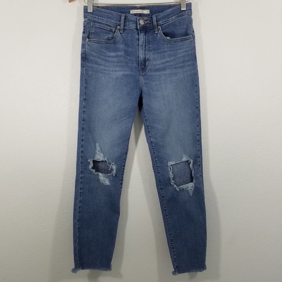 Levi's Denim - Levi's Hi-Rise Straight Distressed Stretch Jeans